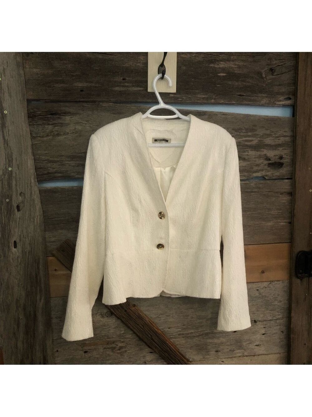 Mario Serrani Italy Size 16 White Lace Peplum Jacket